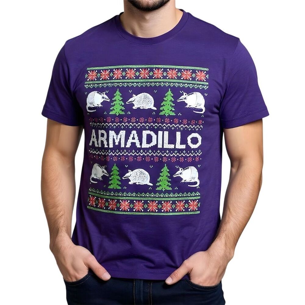 Unisex Armadillo Christmas T-Shirt‎ Purple L